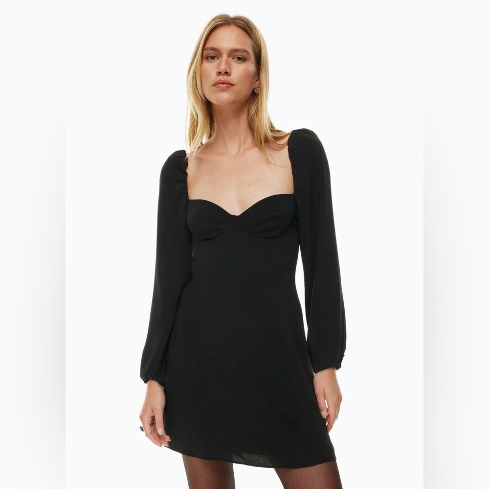 Aritzia Wilfred Novella Dress Puff Sleeve Mini Black 2